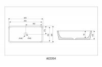 Раковина накладная ABBER Rechteck AC2204MB черная матовая 60,5х35 схема 2