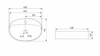 Белая накладная раковина ABBER Bequem AC2112 64х44 схема 2