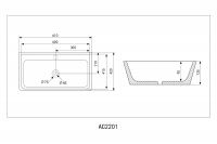 Белая накладная раковина ABBER Rechteck AC2201 61х42 схема 2