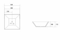 Белая раковина накладная ABBER Rechteck AC2214 42х42 схема 2