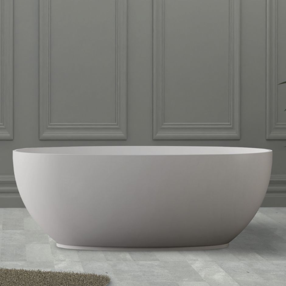Отдельностоящая ванна из искусственного камня ABBER Stein AS9641-1.7 белая матовая 170х78
