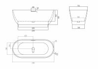 Ванна из искусственного камня ABBER Frankfurt AM9941 170х75 схема 2