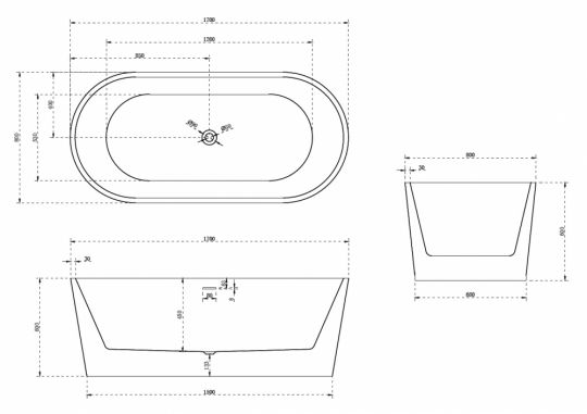 Акриловая ванна ABBER AB9209MB 170х80 ФОТО