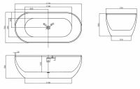 Ванна акриловая черная ABBER AB9241MB 172х79 схема 2