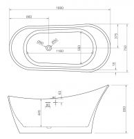 Акриловая ванна ABBER AB9245 169х75 схема 2