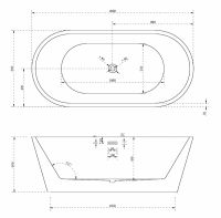 Отдельностоящая ванна акриловая ABBER AB9203-1.6 160х80 схема 2