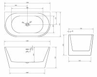 Акриловая ванна ABBER AB9216-1.3 130х70 схема 2