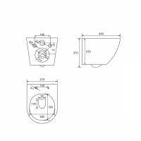 Комплект подвесной унитаз ABBER Bequem AC1100MB черный матовый с инсталляцией AC0105 и кнопкой AC0120MB черная матовая схема 9