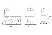 Унитаз ABBER Rechteck AC1210 компакт белый, безободковый схема 10