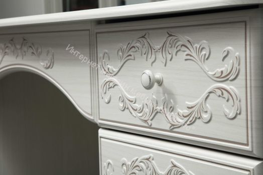 Полка с зеркалом Каролина (Патина), Вудлайн кремовый/Сандал белый