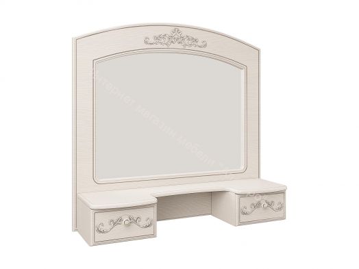 Полка с зеркалом Каролина (Патина), Вудлайн кремовый/Сандал белый