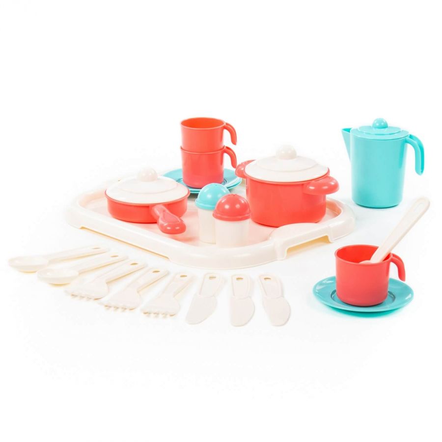 Набор детской посуды "Настенька" с подносом на 3 персоны