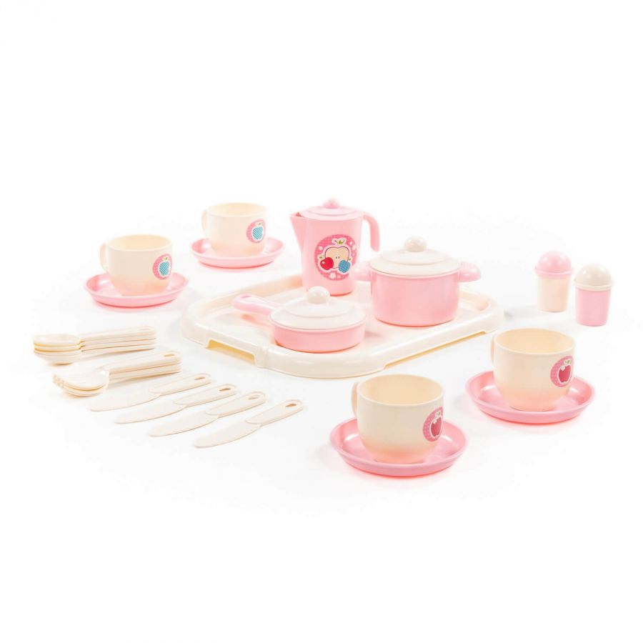 Набор детской посуды "Хозяюшка" с подносом на 4 персоны (V6) (29 элементов) (в сеточке)