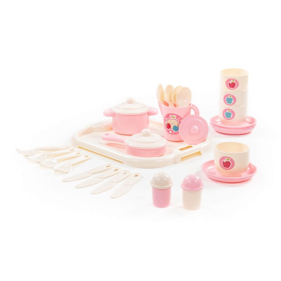 Набор детской посуды "Хозяюшка" с подносом на 4 персоны (V6) (29 элементов) (в сеточке)