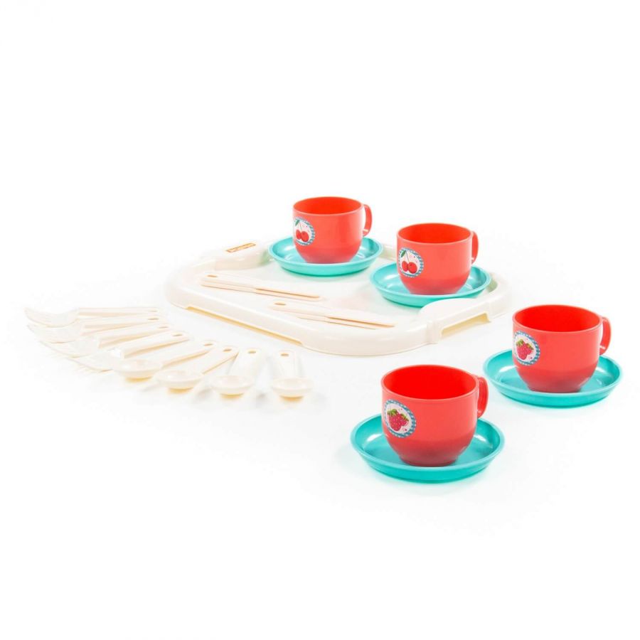 Набор детской посуды "Минутка" с подносом на 4 персоны (V3) (21 элемент) (в сеточке)