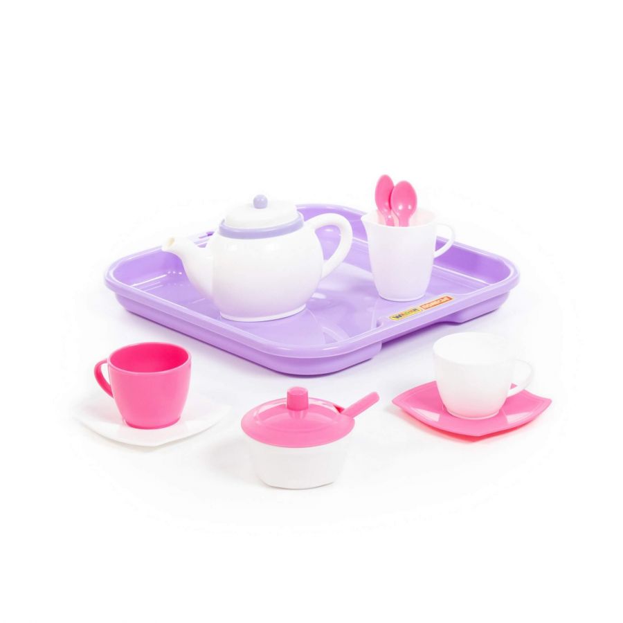 Набор детской посуды "Алиса" с подносом на 2 персоны (13 элементов) (в сеточке)