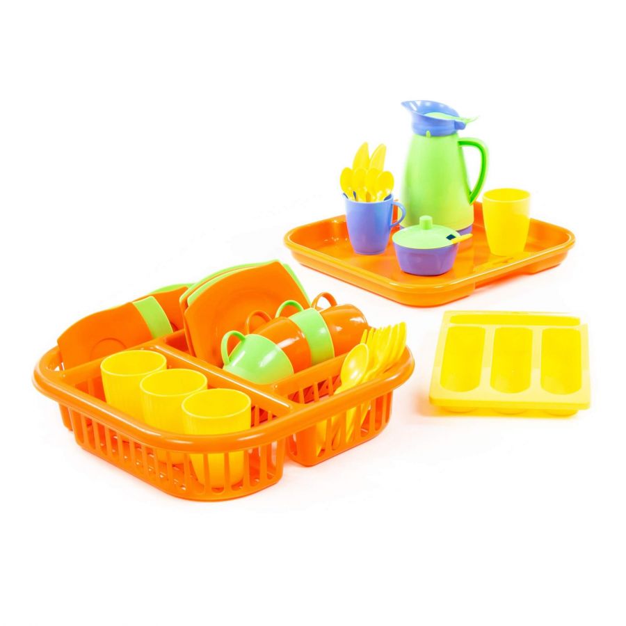 Набор детской посуды "Алиса" с сушилкой, подносом и лотком на 4 персоны