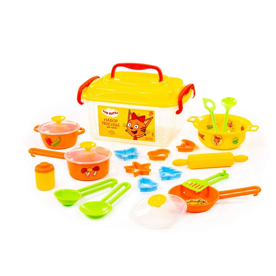 Набор посуды для кукол "ТРИ КОТА" (20 элементов, в контейнере)