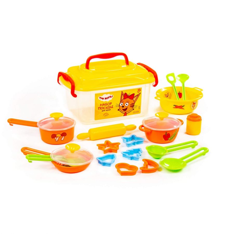 Набор посуды для кукол "ТРИ КОТА" (20 элементов, в контейнере)