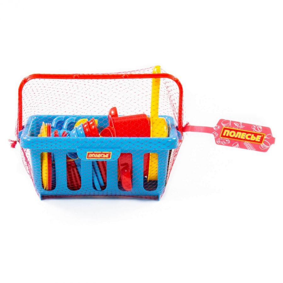 Набор детской посуды "TOP chef" с корзинкой №2 на 4 персоны (в сеточке)