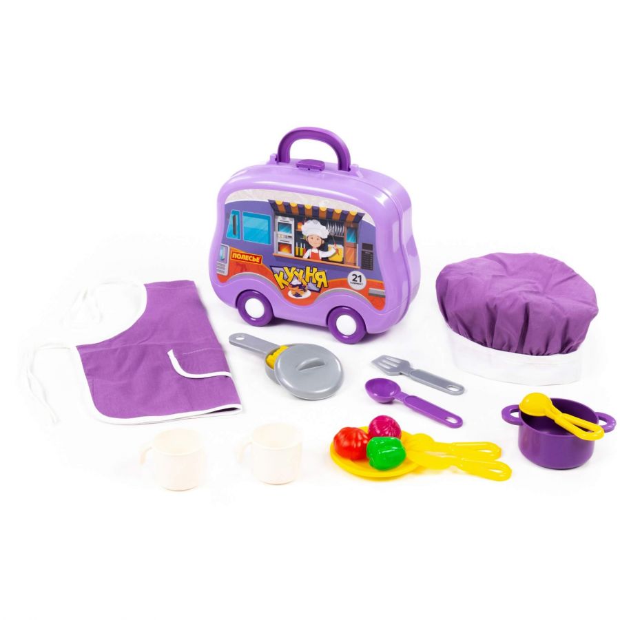 Набор детской посуды (21 элемент) (в чемоданчике на колёсиках)