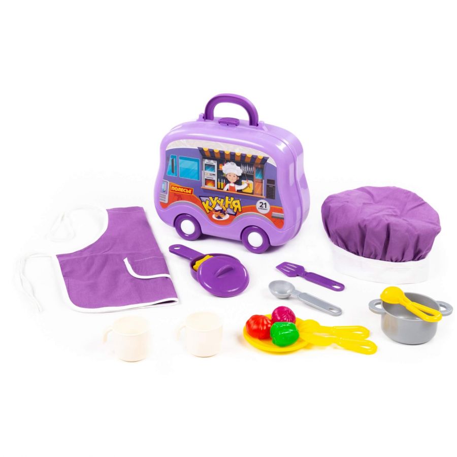Набор детской посуды (21 элемент) (в чемоданчике на колёсиках)