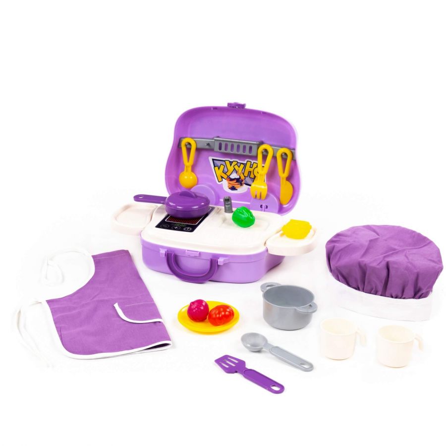 Набор детской посуды (21 элемент) (в чемоданчике на колёсиках)