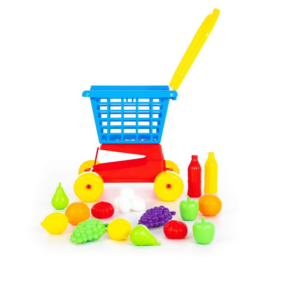 Тележка "Supermarket" №1 + набор продуктов (в сеточке)