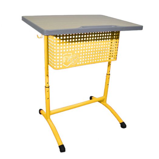 ФОРМУЛА Стол с бесшовной кромкой, регулируемый 1-местный (Жёлтый металлокаркас)