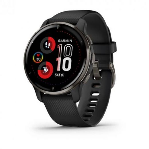 Garmin VENU 2 PLUS черные с серым безелем и силиконовым ремешком