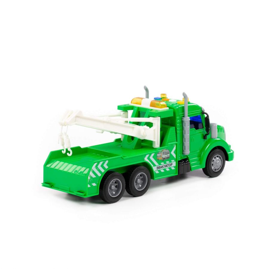 "Профи", автомобиль-эвакуатор инерционный (со светом и звуком) (зелёный) (в коробке)