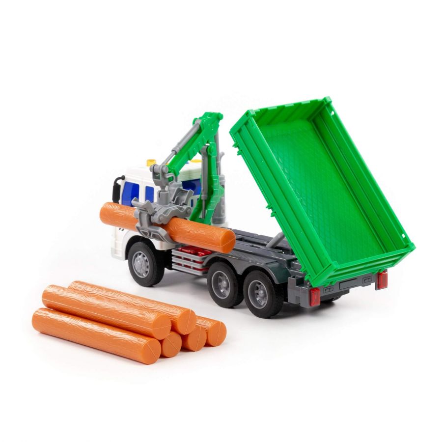 "Сити", автомобиль бортовой с манипулятором инерционный (со светом и звуком) (зелёный) (в коробке)