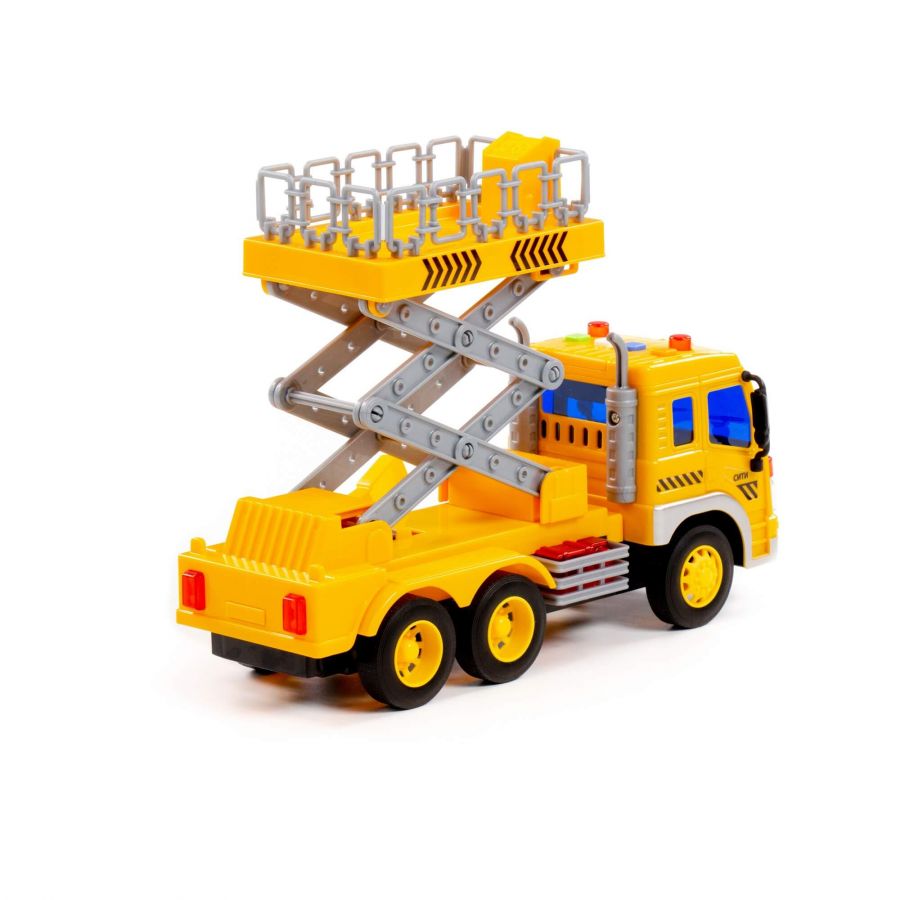 "Сити", автомобиль с подъёмником инерционный (со светом и звуком) (жёлтый) (в коробке)