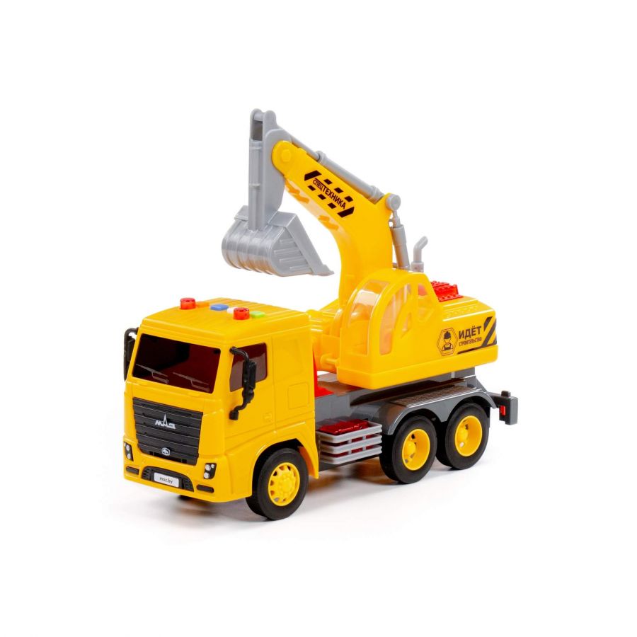 МАЗ, автомобиль-экскаватор инерционный (со светом и звуком) (в коробке)