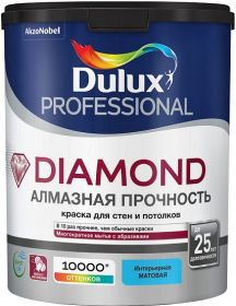 Краска для Стен и Потолков Dulux Diamond Matt 1л Матовая, Износостойкая, Моющаяся, Белая / Дюлакс