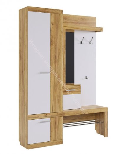 Набор для прихожей "Алекс" Дуб крафт золотой/Белое дерево