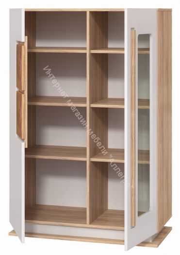 Шкаф витрина 30.03 - 02 Дора New, Дуб сонома/Белый глянец