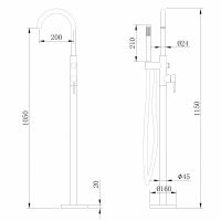 Смеситель ABBER Wasser Kreis AF8115 напольный для ванны, хром схема 2