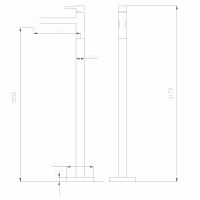 Смеситель ABBER Wasser Kreis AF8140B напольный для раковины, черный матовый схема 2