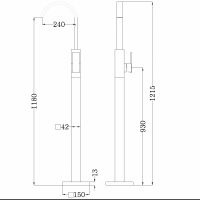 Смеситель ABBER Wasserfall AF8640B напольный для раковины, черный матовый схема 2