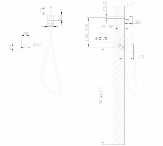 Смеситель ABBER Rund AF8725B с гигиеническим душем, черный матовый ФОТО