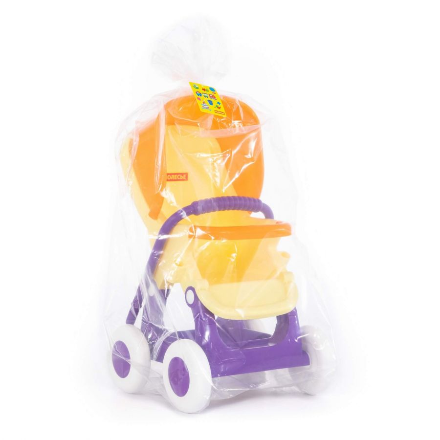 Коляска для кукол прогулочная "Alisa" 4-х колёсная (жёлтая) (в пакете)