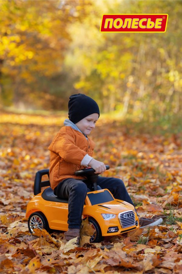 Каталка-автомобиль "SuperCar" №2 со звуковым сигналом (оранжевая)