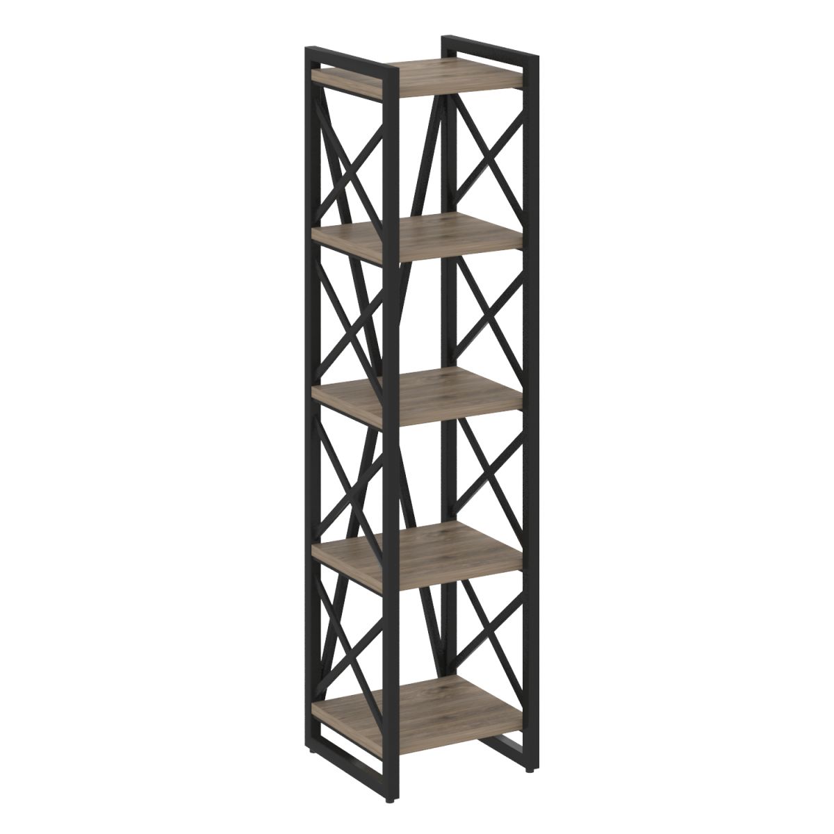 Стеллаж на регулируемых опорах, 5 полок 400х400х1650 мм (ЛДСП Тиквуд тёмный)