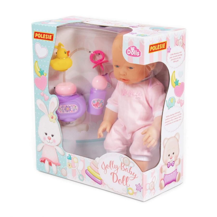Пупс "Весёлый" (35 см) с соской + набор для купания (3 элемента) (в коробке)