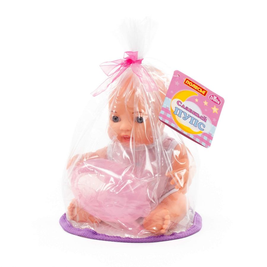 Пупс "Славный" (24 см) с набором для кормления (3 элемента) (в пакете)