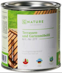 Масло для Террас Gnature 277 Terrassen und Gartenmobelol 0.375л для Защиты и Ухода за Террасами, Настилами, Причалами, Садовой Мебелью