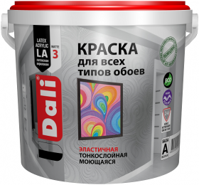 Краска для Обоев Dali 9л Акриловая, Белая / Дали.