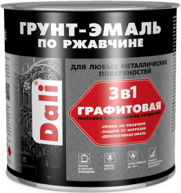 Грунт-Эмаль по Ржавчине Графитовая Dali 2л Коричневый 3 в 1 Быстросохнущая, Атмосферостойкая, Водонепроницаемая / Дали Графитовая.