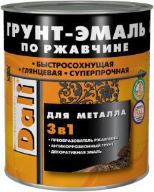 Грунт-Эмаль по Ржавчине 3 в 1 Dali 2л Синий Гладкая для Металлических Поверхностей / Дали Грунт-Эмаль.